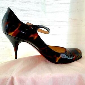 Christian Louboutin Patent Tortoise Shell Mary Jane Pumps Comfy!!! Not too high.